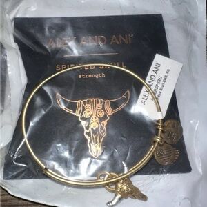 Alex and Ani spirited skull Gold Bangle Bracelet